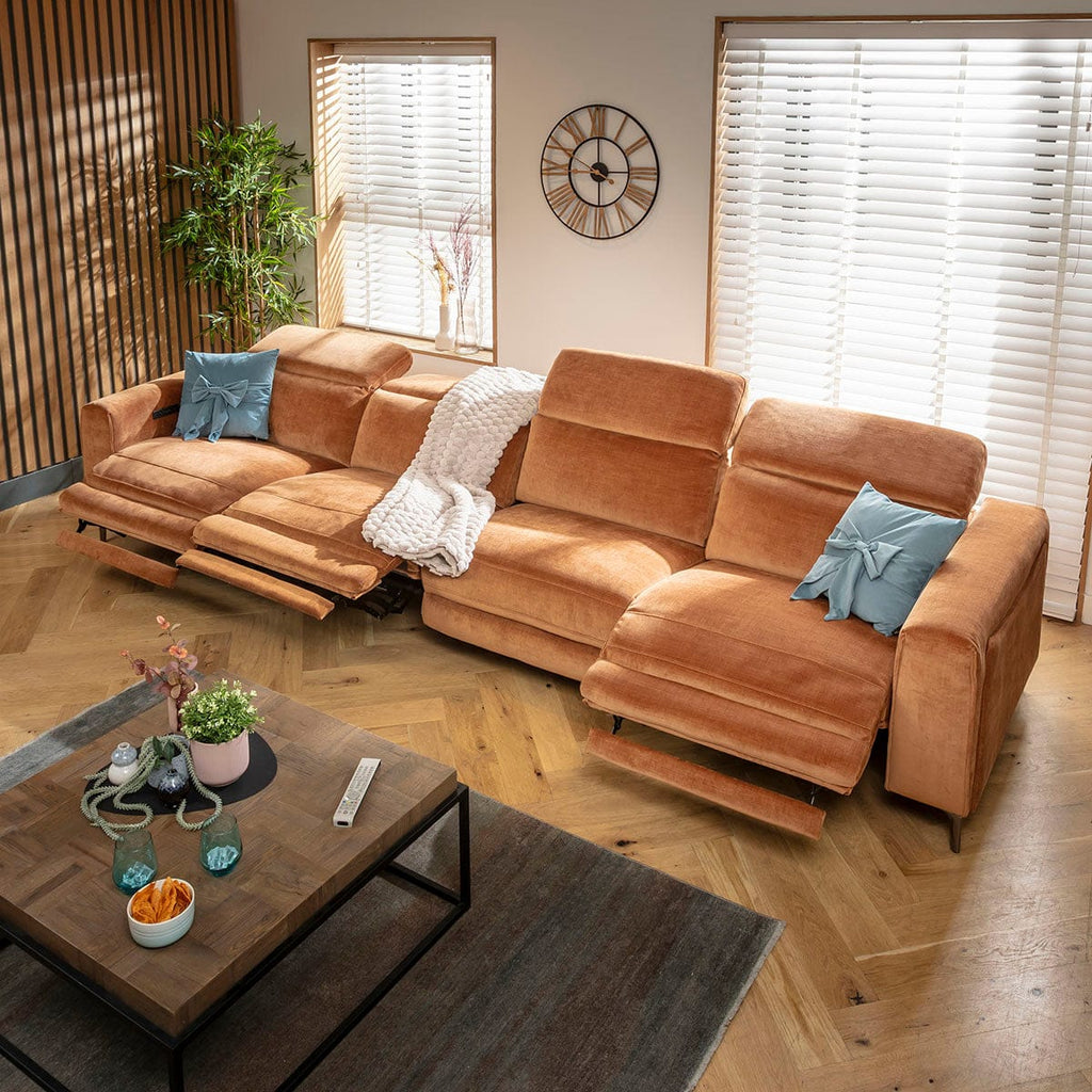 Canapé Florance 4 places à triple inclinaison, orange brûlé, 374 x 105 cm