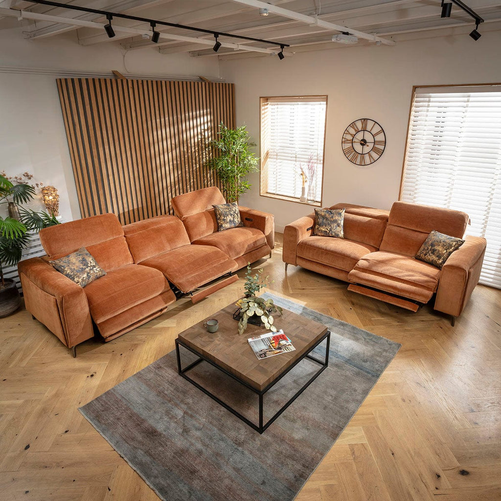 Ensemble canapés inclinables modernes Florance 3 et 2 places, orange brûlé