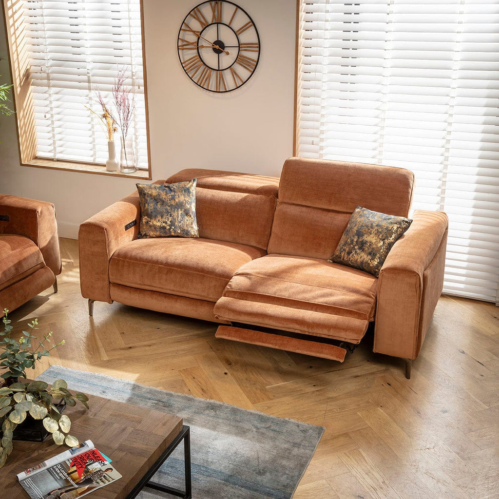 Ensemble canapé inclinable moderne Florance 3 et 2 places, orange brûlé 1+2S