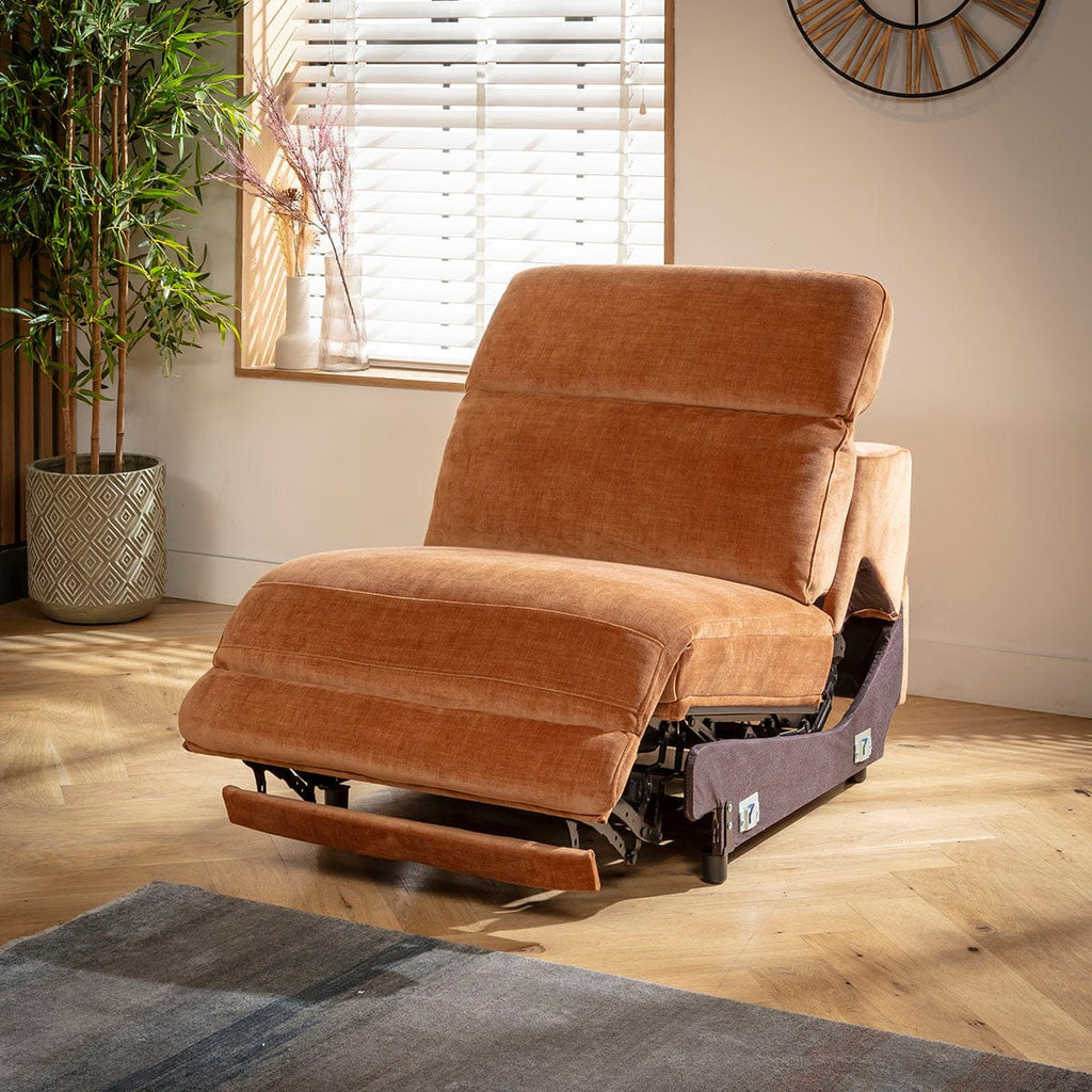 Module de canapé inclinable central sans accoudoirs Florance, tissu orange brûlé, 82 x 105 cm