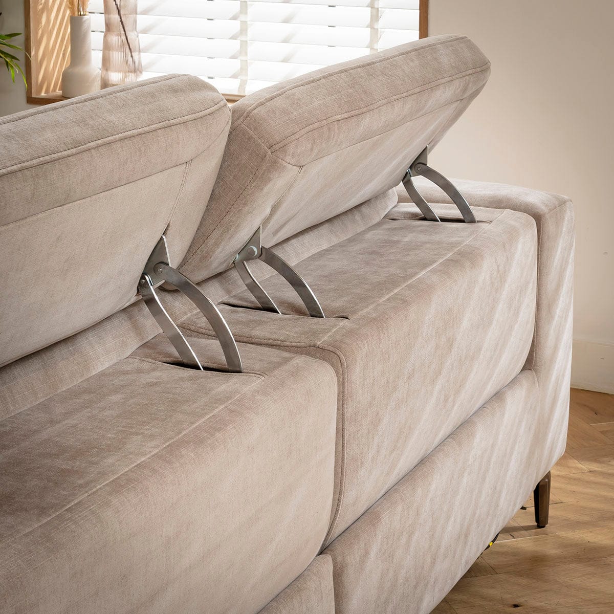 Module de canapé inclinable central sans accoudoirs Florance, tissu gris mastic, 82 x 105 cm