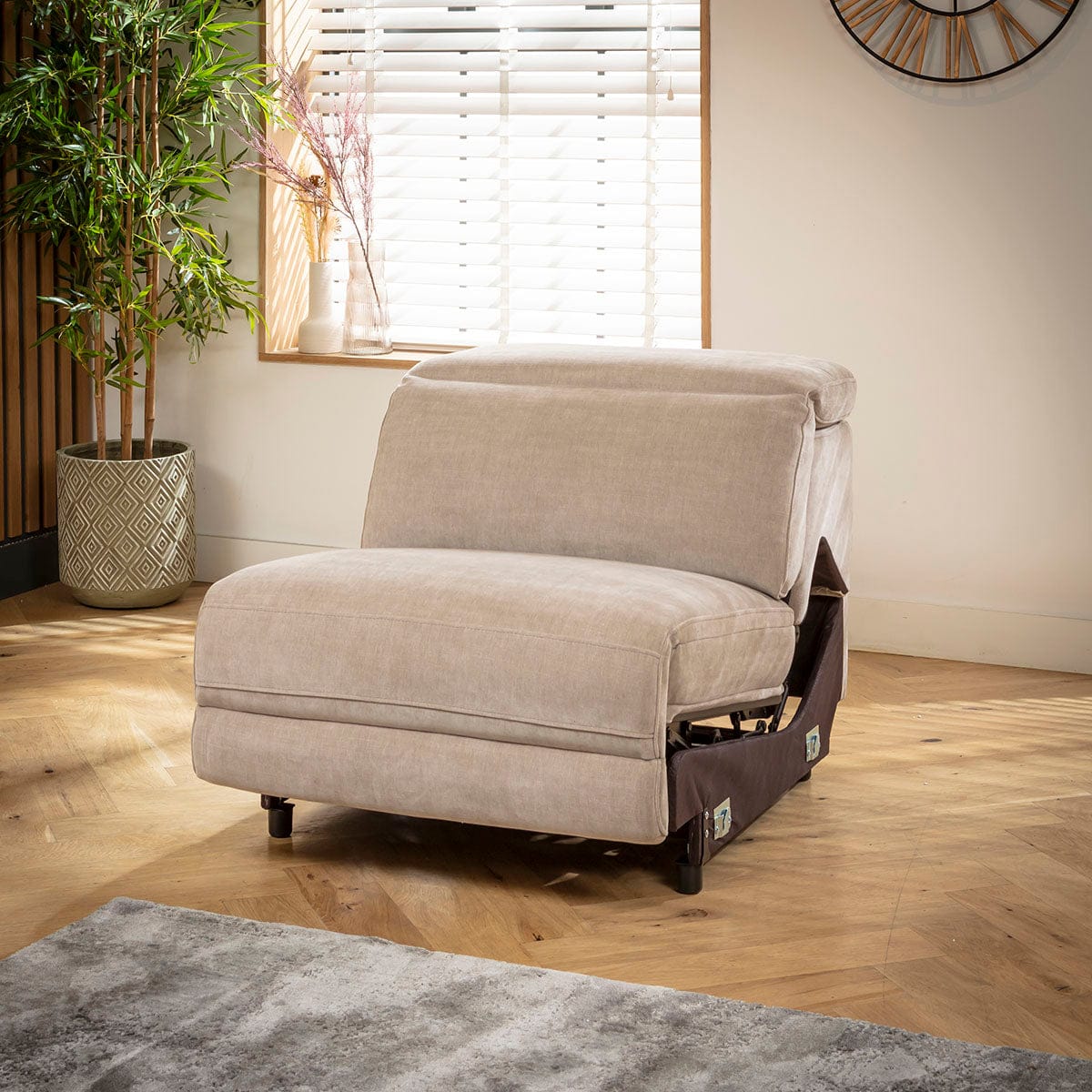 Module de canapé inclinable central sans accoudoirs Florance, tissu gris mastic, 82 x 105 cm