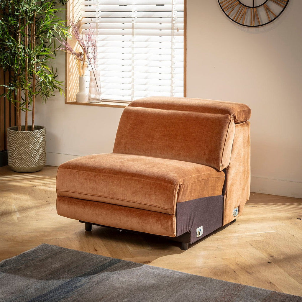 Module de canapé central sans accoudoirs Florance, tissu orange brûlé, 82 x 105 cm