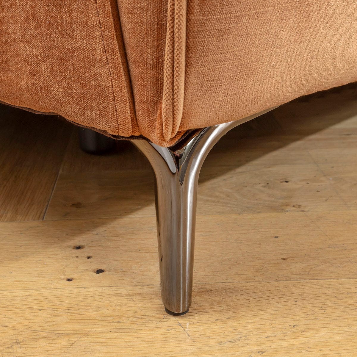 Canapé d'angle Florance 7 places avec trois fauteuils inclinables et console de rangement, orange brûlé, 424 x 391 cm