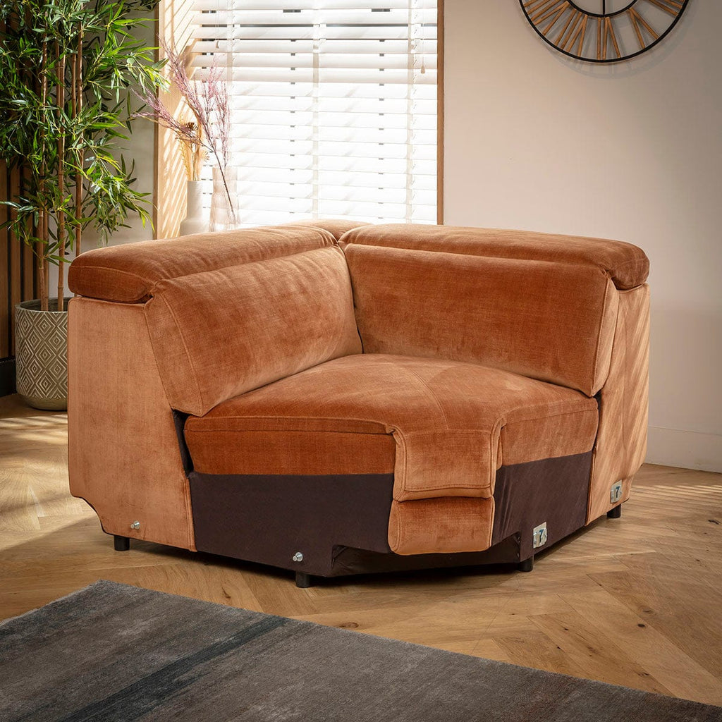Module de canapé d'angle Florance, tissu orange brûlé, 122 x 122 cm