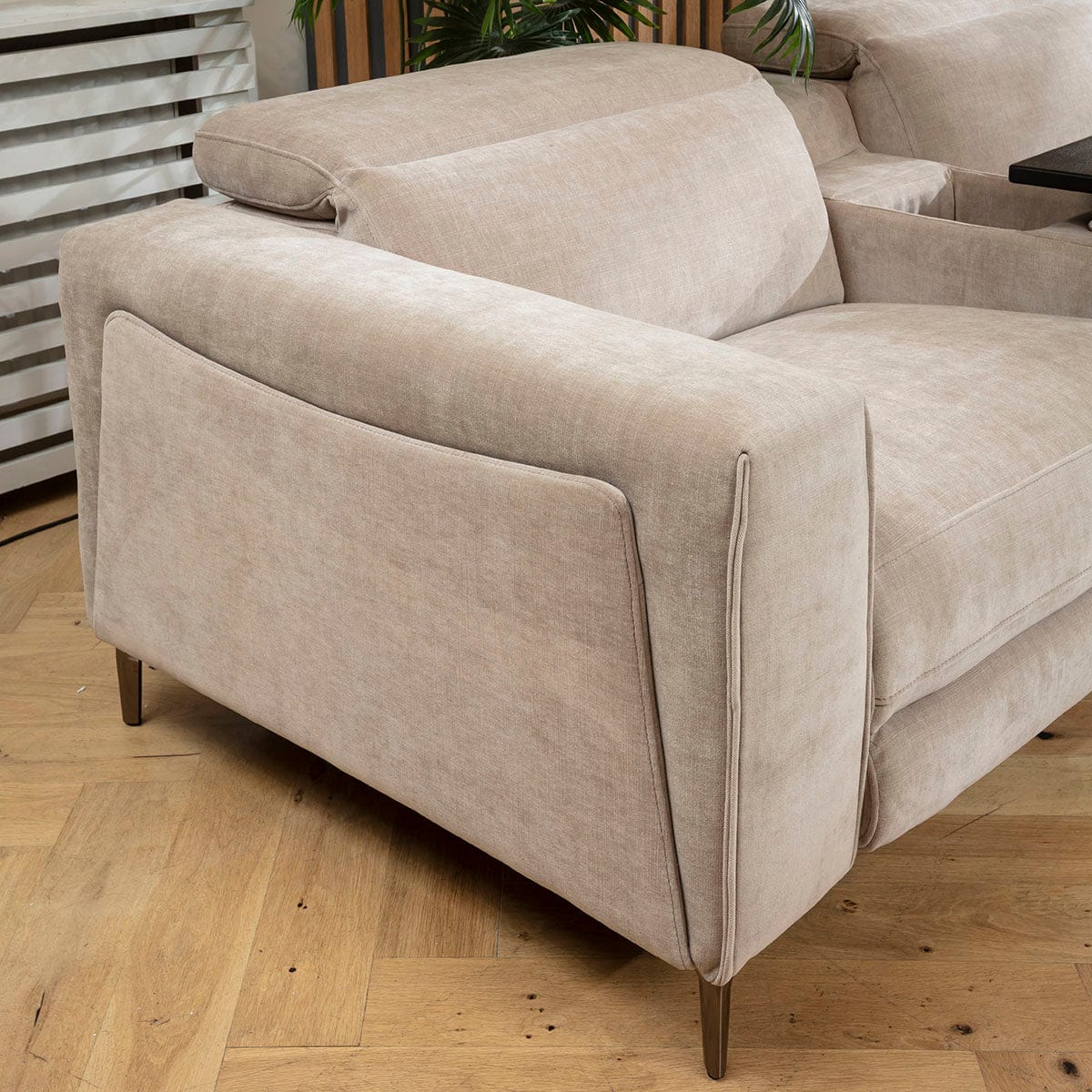 Canapé relax moderne 3 places Florance, gris mastic, 292 x 105 cm