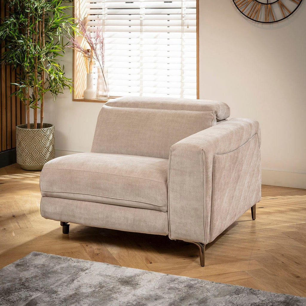 Module de canapé inclinable Florance avec accoudoir droit, tissu gris mastic, 105 x 105 cm