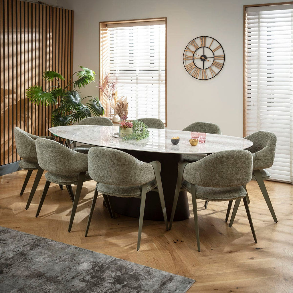 Ensemble de salle à manger ovale 8 places Freya &amp; Ashford en céramique verte et grise