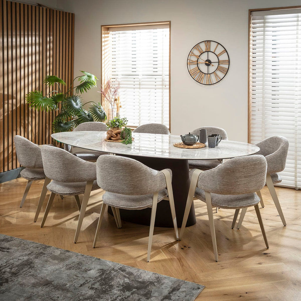 Ensemble de salle à manger ovale 8 places Freya &amp; Ashford en céramique grise