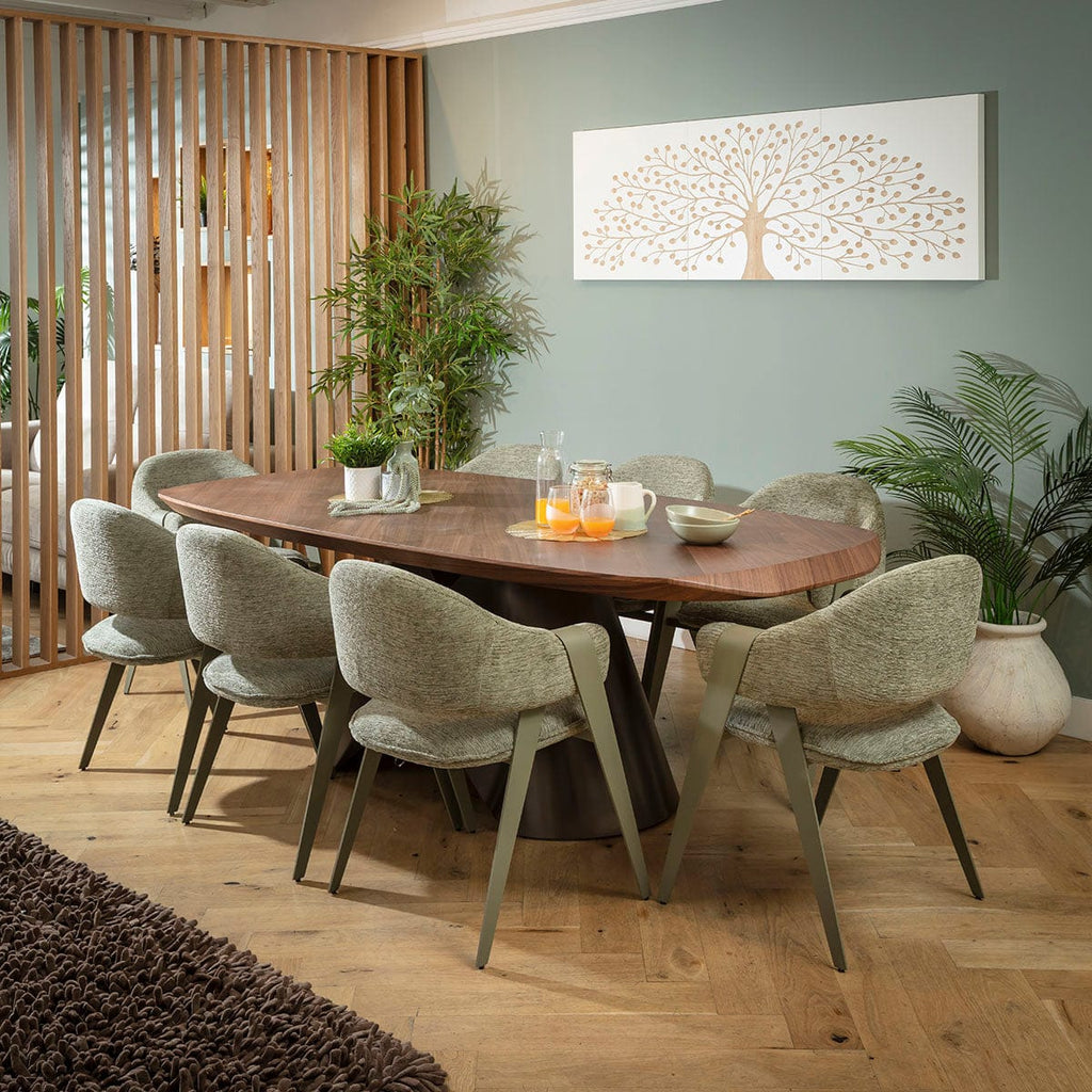 Ensemble de salle à manger moderne Freya &amp; Phoenix, 8 places, vert et noyer