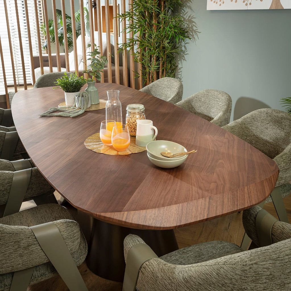 Ensemble de salle à manger moderne Freya &amp; Phoenix, 8 places, vert et noyer