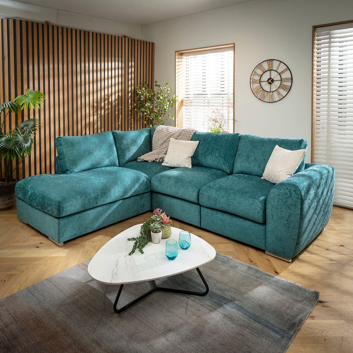 Canapé d'angle moderne Gala ExDisplay Oleandro Teal 265x210cm