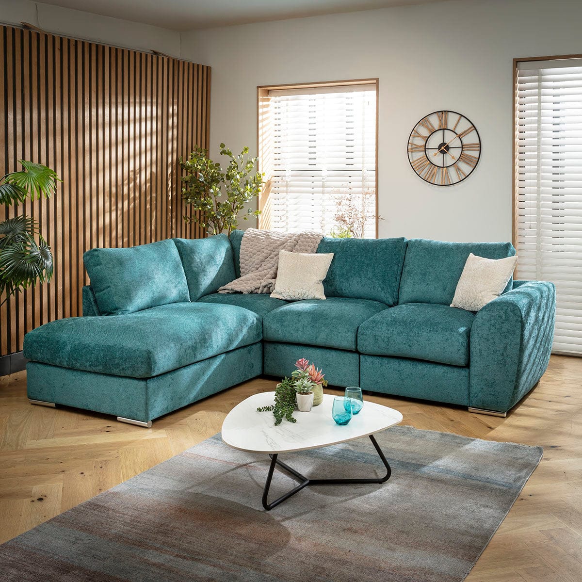 Canapé d'angle moderne Gala ExDisplay Oleandro Teal 265x210cm