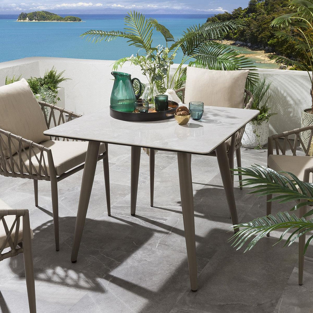 Ensemble table et chaises de jardin | Table en céramique beige 4 places