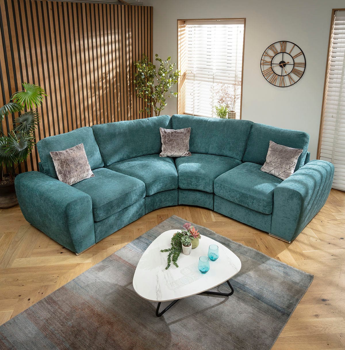 Canapé d'angle moderne ExDisplay Grande Scenario Vert bouteille 250x250cm