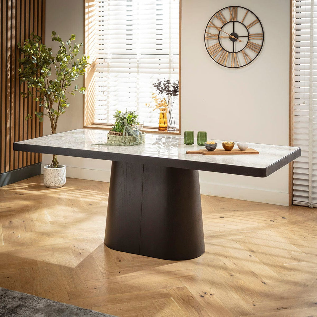 Ensemble de salle à manger moderne 8 places Oscar &amp; Hastings en céramique bleu foncé et grise