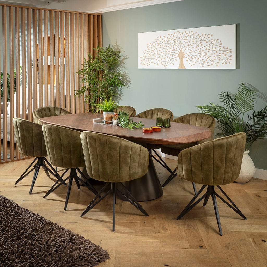 Ensemble de salle à manger moderne 8 places Hattie &amp; Phoenix, vert et noyer