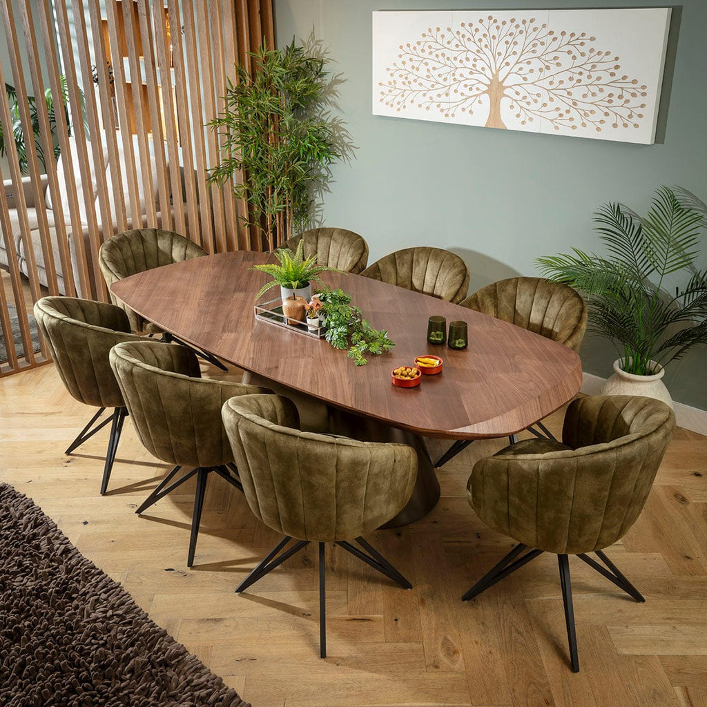 Ensemble de salle à manger moderne 8 places Hattie &amp; Phoenix, vert et noyer