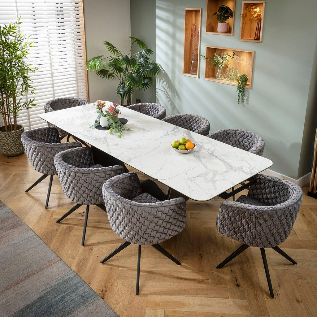 Ensemble de salle à manger extensible 8 places Maple &amp; Hugo, en céramique grise et blanche mate