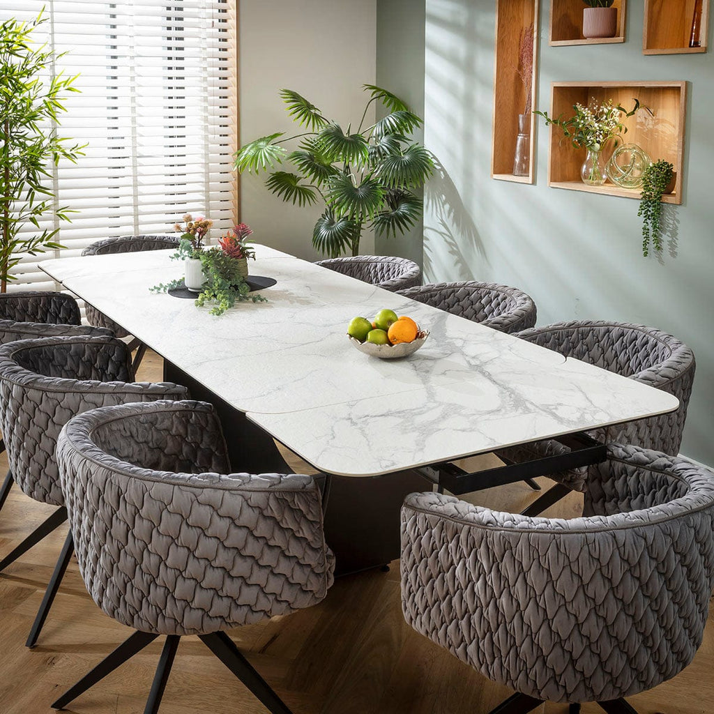 Ensemble de salle à manger extensible 8 places Maple &amp; Hugo, en céramique grise et blanche mate