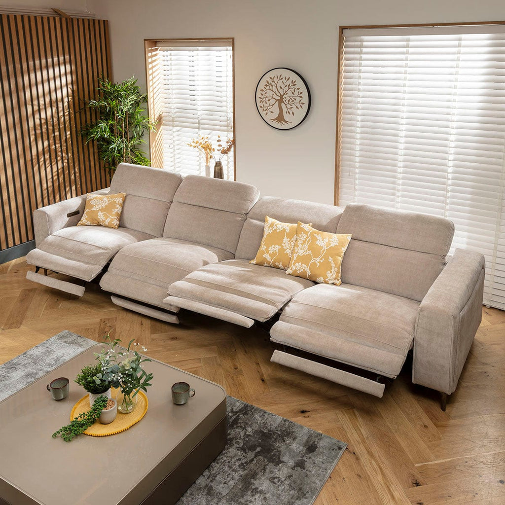 Canapé inclinable Florance 4 places, grand modèle, gris mastic, 374 x 105 cm