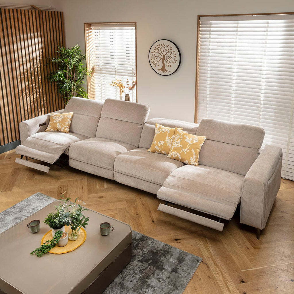 Canapé inclinable 4 places Florance, grand modèle, gris mastic, 374 x 105 cm