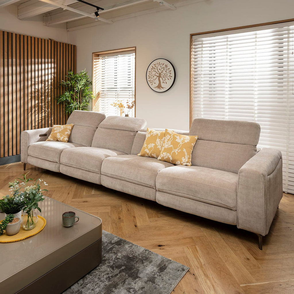 Canapé inclinable Florance 4 places, grand modèle, gris mastic, 374 x 105 cm