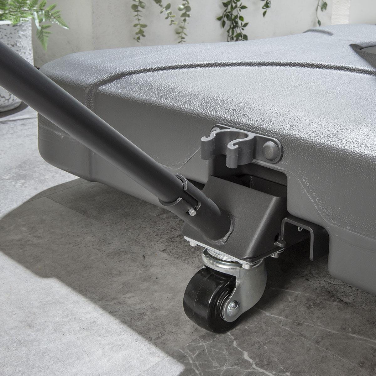 Parasol de jardin déporté Sun grand format avec base, gris, 300 x 400 cm