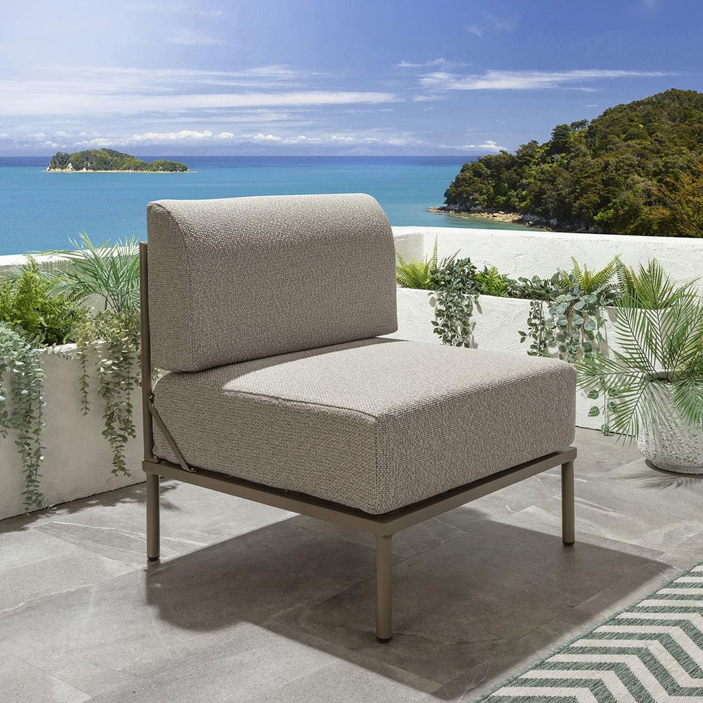 Ensemble canapé d'angle de jardin modulaire Alfie, couleur crème latte, 360 x 216 cm, longueur 8