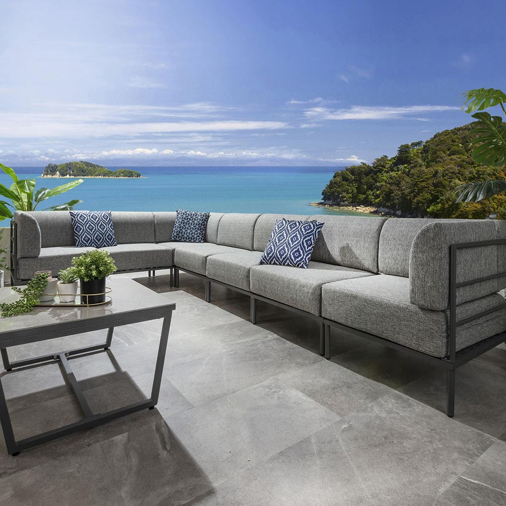 Ensemble canapé d'angle de jardin modulaire Alfie Gris fumé 360x216cm L8