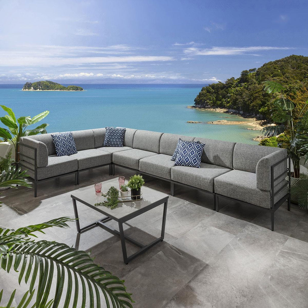 Ensemble canapé d'angle de jardin modulaire Alfie Gris fumé 360x216cm L8