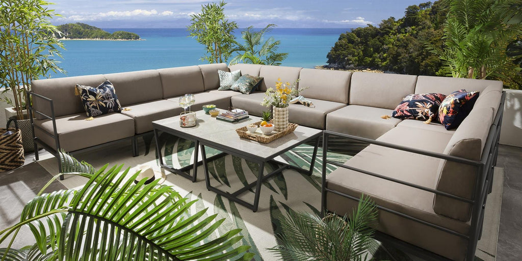 Canapé d'angle en U Alfie Garden couleur café 360 x 288 cm U12