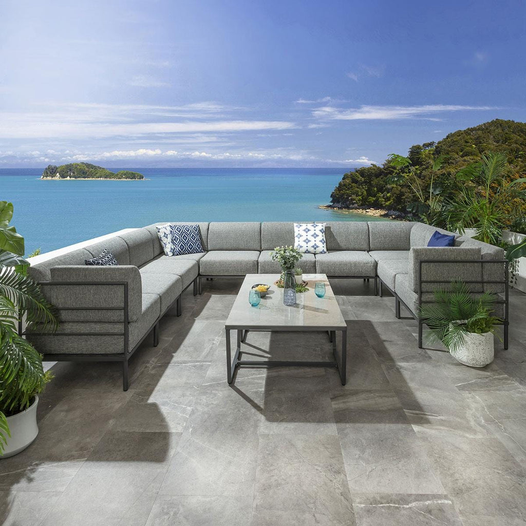 Ensemble canapé d'angle en forme de U Alfie Garden, gris fumé, 360 x 288 cm, U12