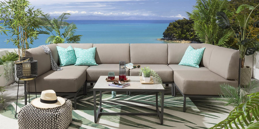 Ensemble canapé d'angle en U Alfie Garden couleur café 288 x 144 cm U7