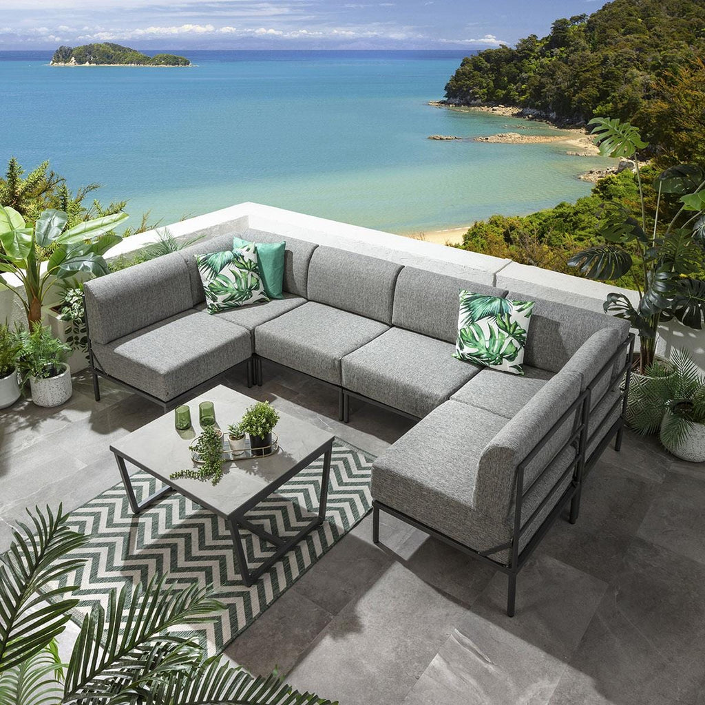 Ensemble canapé d'angle en forme de U Alfie Garden Gris fumé 288x144cm U7