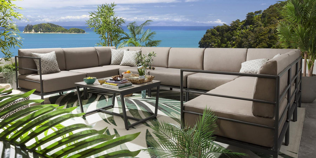 Ensemble canapé d'angle en U Alfie Garden couleur café 360x216cm U10