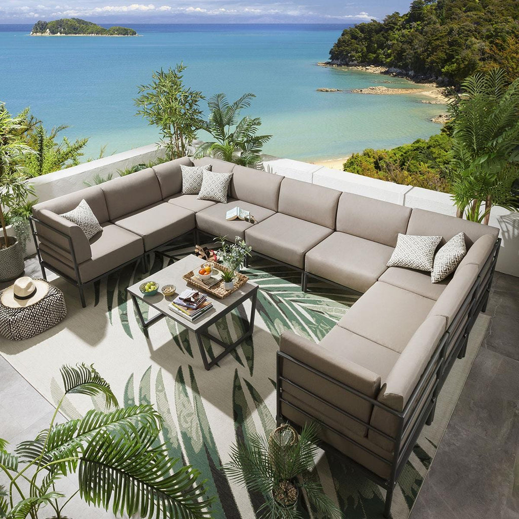 Ensemble canapé d'angle en U Alfie Garden couleur café 360x216cm U10