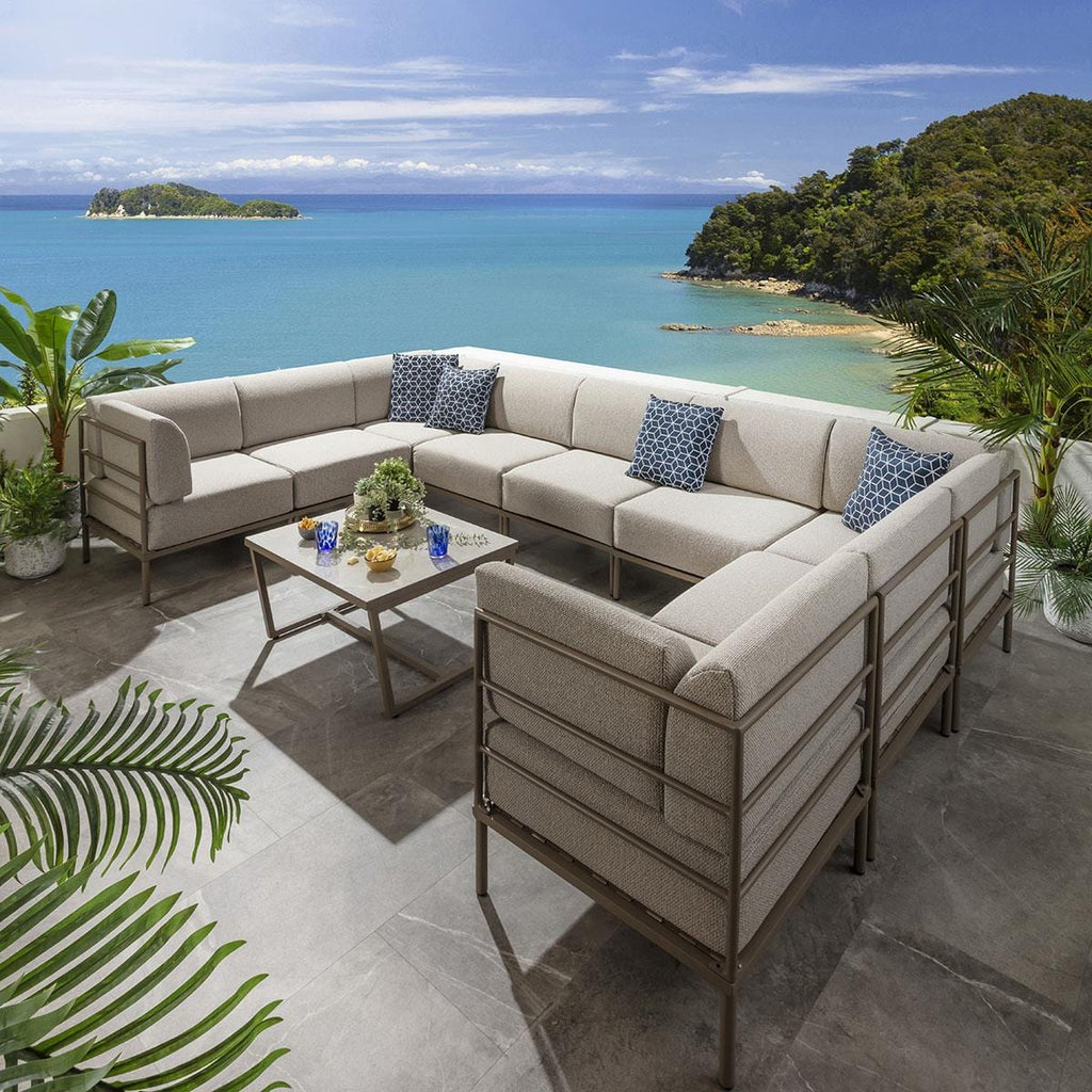 Ensemble canapé d'angle en forme de U Alfie Garden, couleur crème latte, 360 x 216 cm, U10