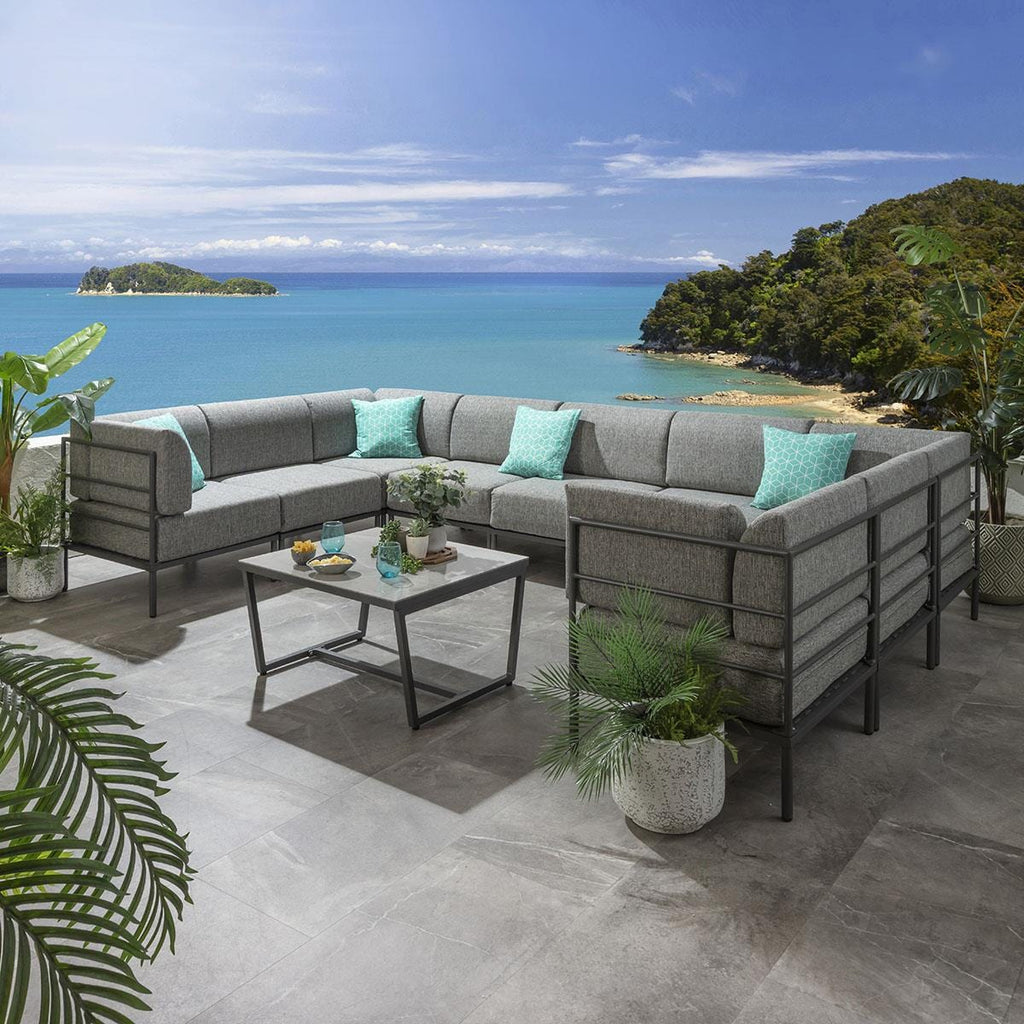 Ensemble canapé d'angle en forme de U Alfie Garden Gris fumé 360x216cm U10