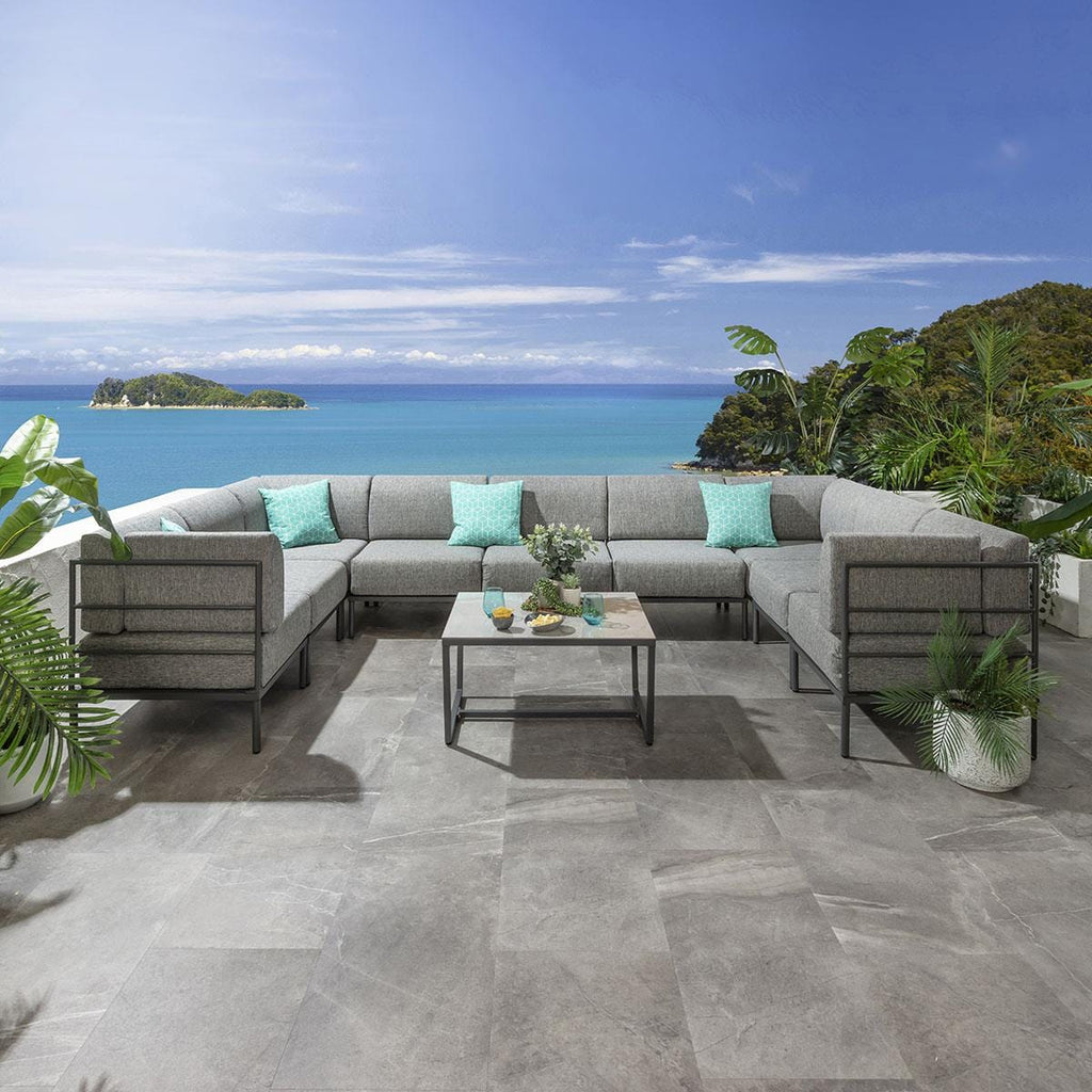 Ensemble canapé d'angle en forme de U Alfie Garden Gris fumé 360x216cm U10