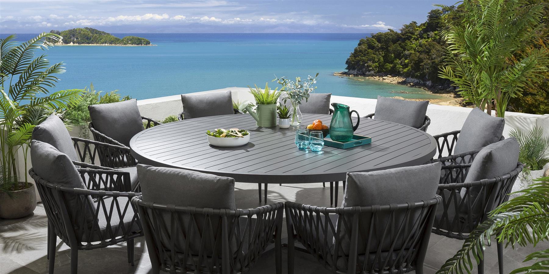 Ensemble de salle à manger rond Verity 10 places - Gris