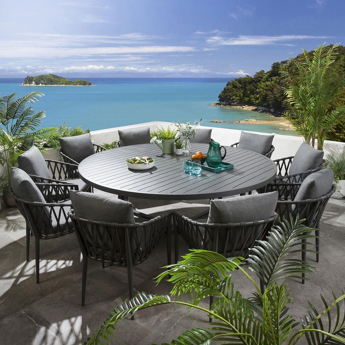 Ensemble de salle à manger rond Verity 10 places - Gris