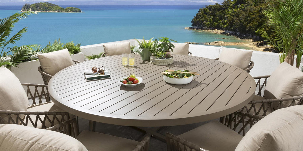 Ensemble de salle à manger rond 8 places Verity - Beige