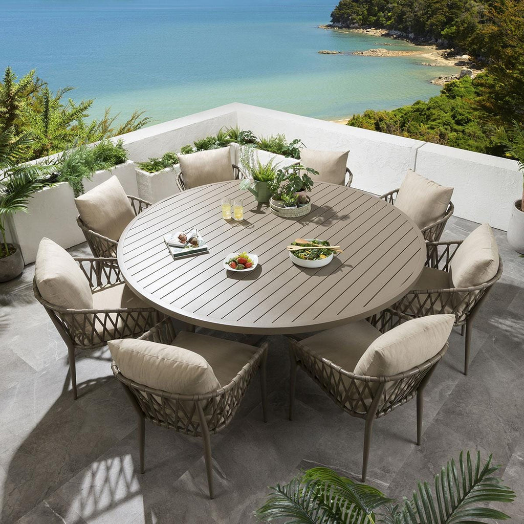 Ensemble de salle à manger rond 8 places Verity - Beige