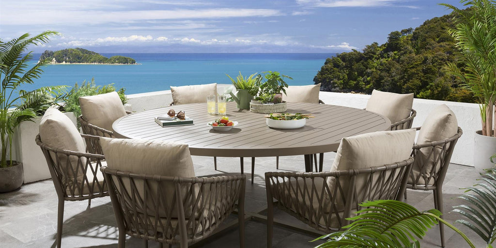 Ensemble de salle à manger rond 8 places Verity - Beige