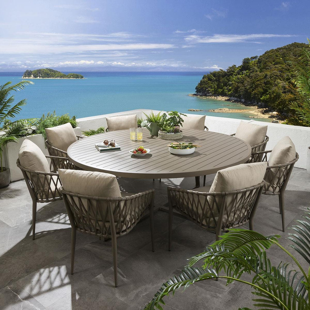 Ensemble de salle à manger rond 8 places Verity - Beige