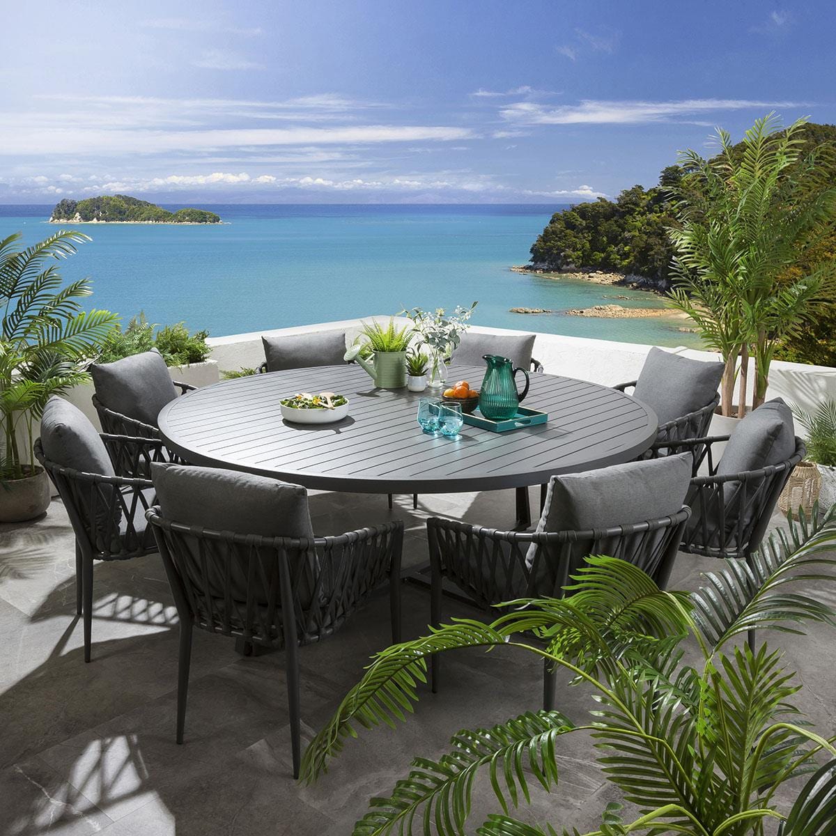 Ensemble de salle à manger rond 8 places Verity - Gris