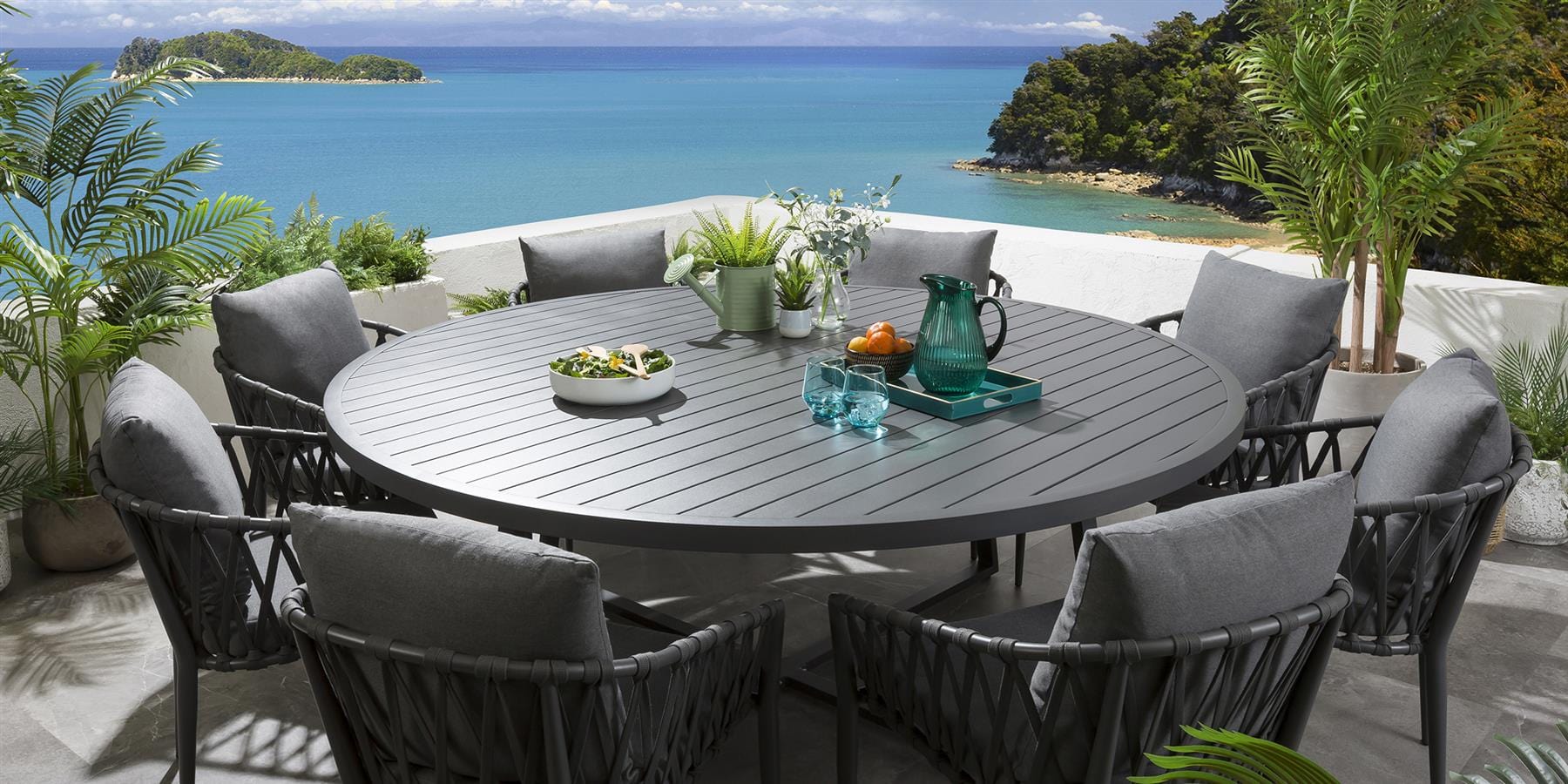 Ensemble de salle à manger rond 8 places Verity - Gris