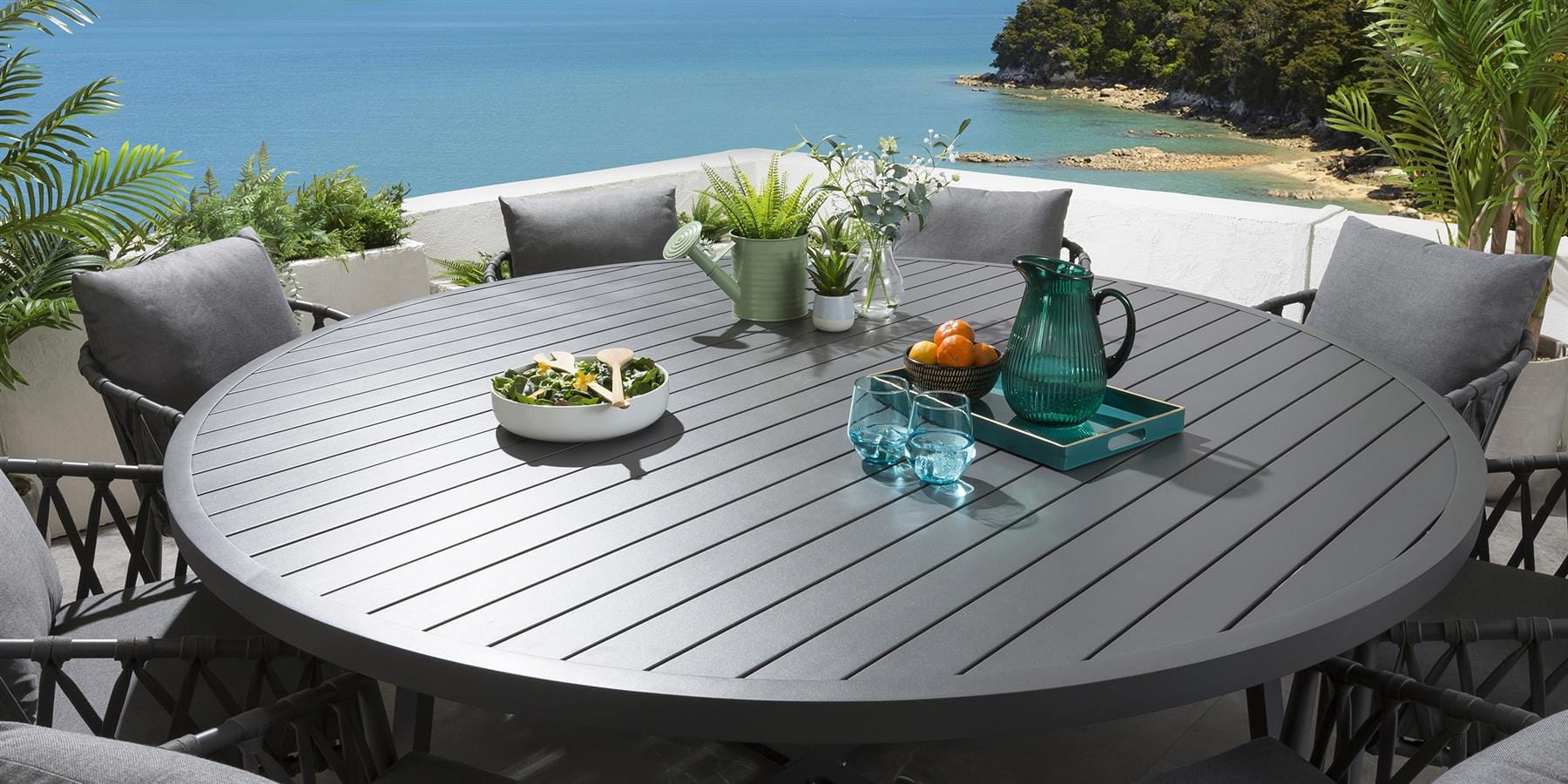 Ensemble de salle à manger rond 8 places Verity - Gris