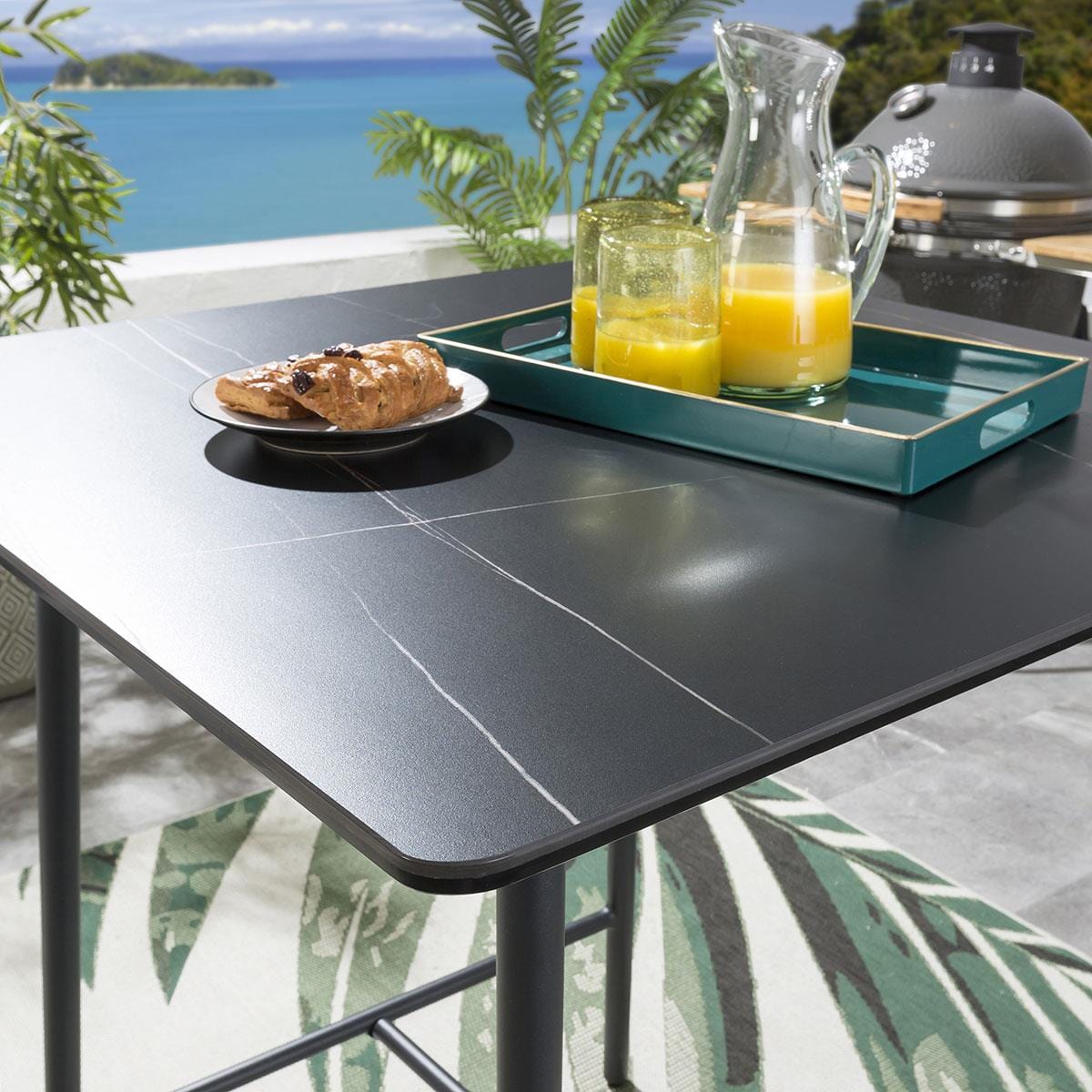 Ensemble bar de jardin Sundowner 2 places en céramique, anthracite et noir